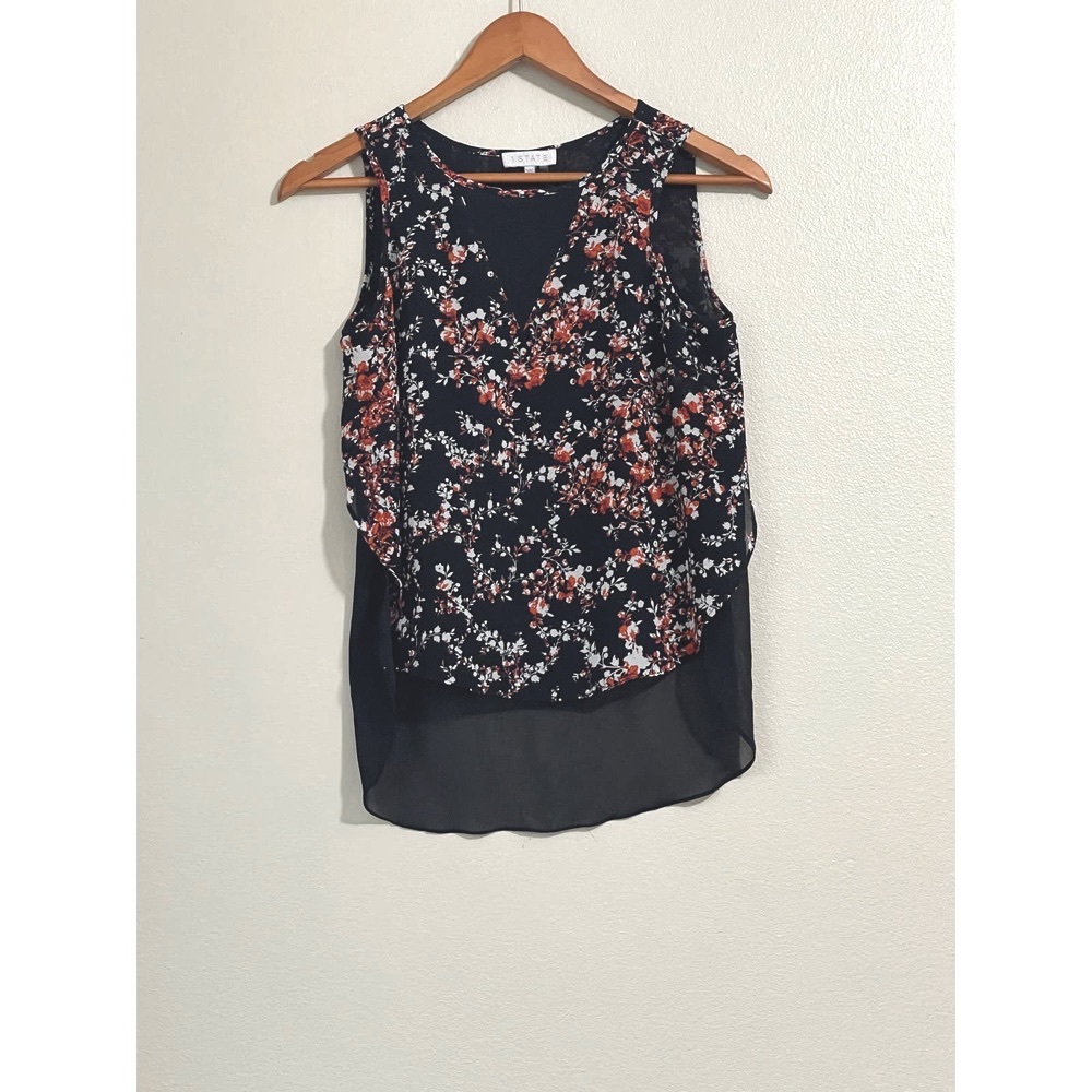 1.STATE Sleeveless Floral Print Top XS